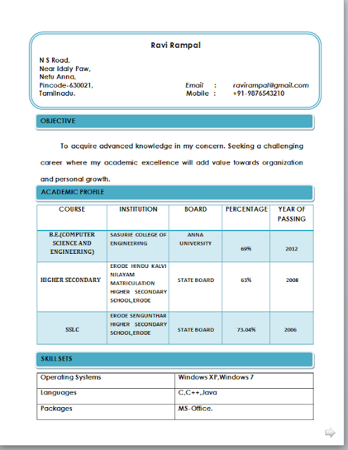 Resume format for diploma in computer science